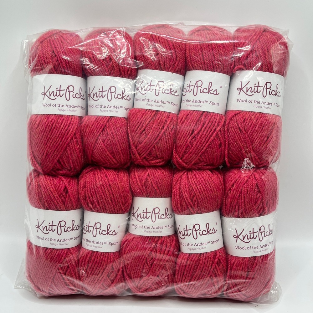 Knit Picks Wool of the Andes Papaya Heather 100% Peruvian Wool Yarn 10 Pack